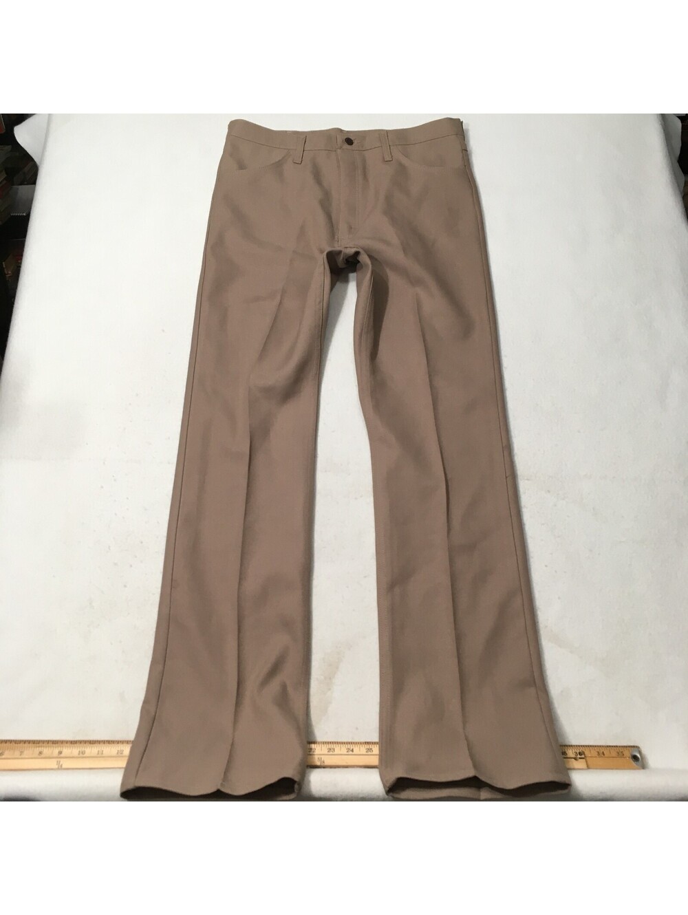 Wrangler Beige Polyester Men's Pants Zip Closure Logo Pockets 36x36